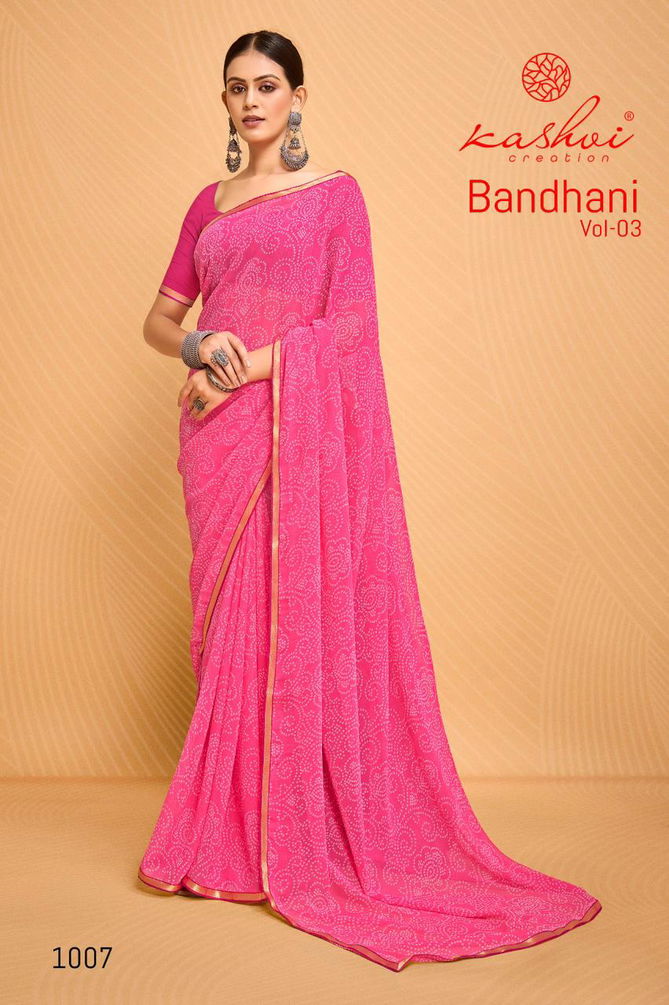 Bandhani Vol 3 By Kashvi Georgette Printed Sarees Wholesale Shop In Surat